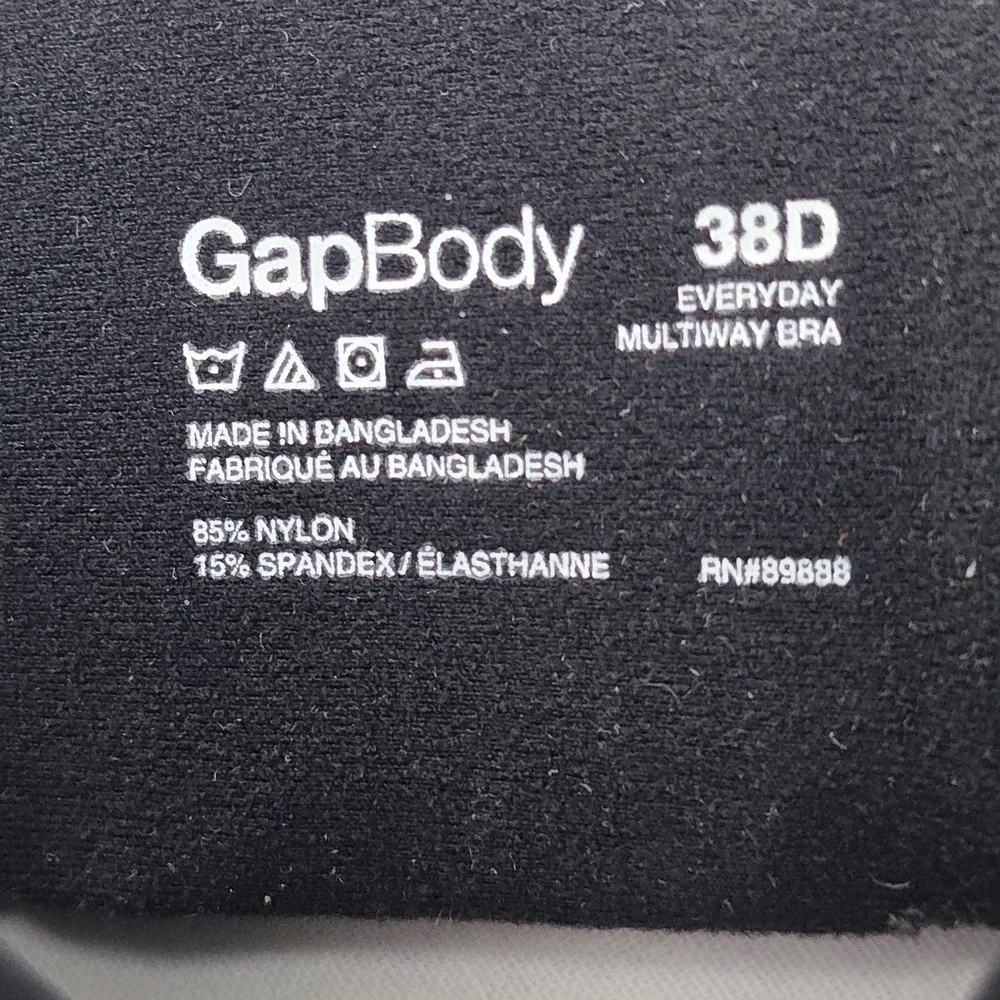 GapBody Women Everyday‎ Multiway T-Shirt Bra Black 38D Convertible Underwire NWT